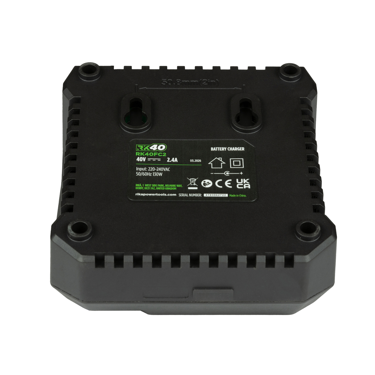Rikä RK40 40V Single 2.0Ah Battery Fast Charger | 2.4A